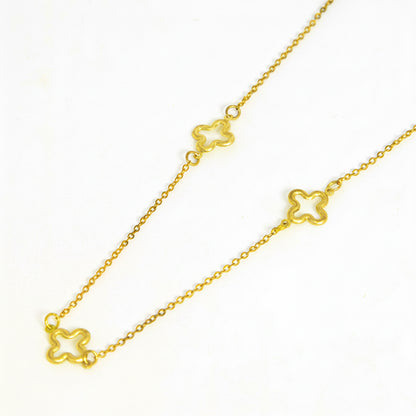 Colar 3 Trevos  Vazados Banhados a Ouro 18K