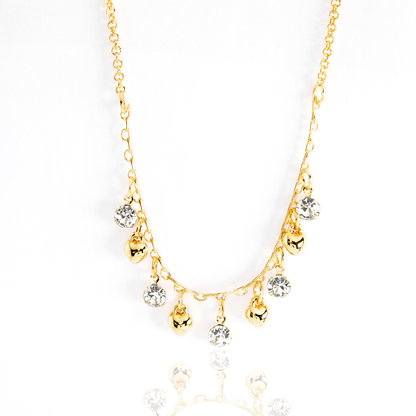 Colar Delicado Corações Com Zircônias Penduradas Banhado