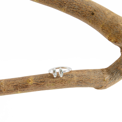 Anel Cristais Artificiais Gota Amazonita Banhado