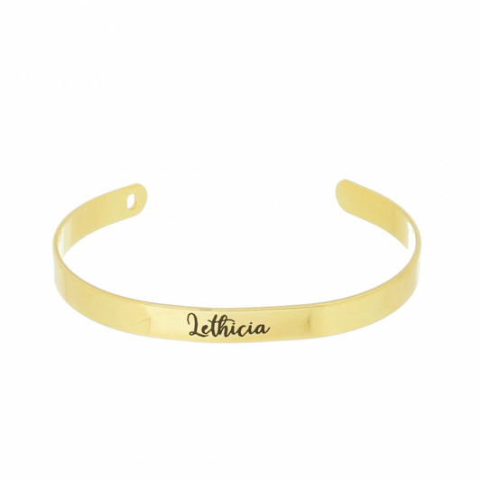Bracelete Personalizado Com Nome Exclusivo, Banhado em Ouro 18K