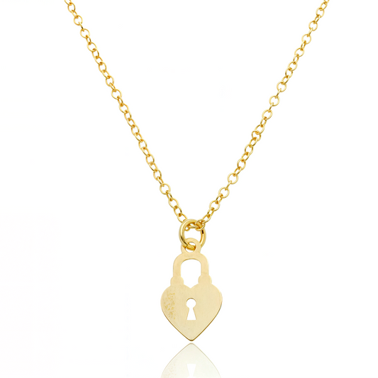 Colar Coração com Cadeado Banhado a Ouro 18k | Mansão Joias
