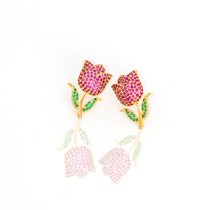 Brinco de Flor Cravejada de Zircônias