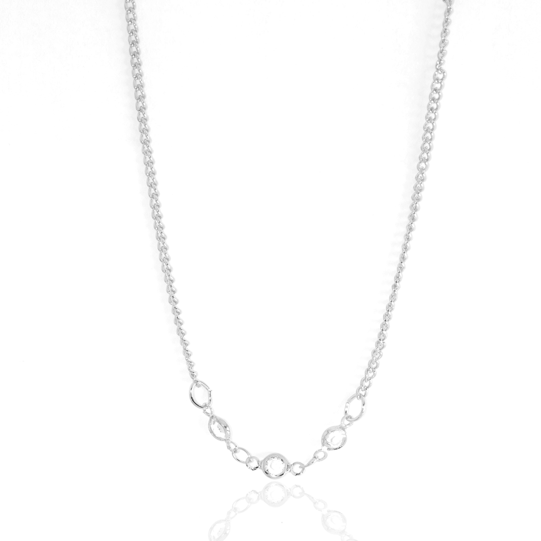 Colar Elos Ovais com Ponto de Luz Banhado