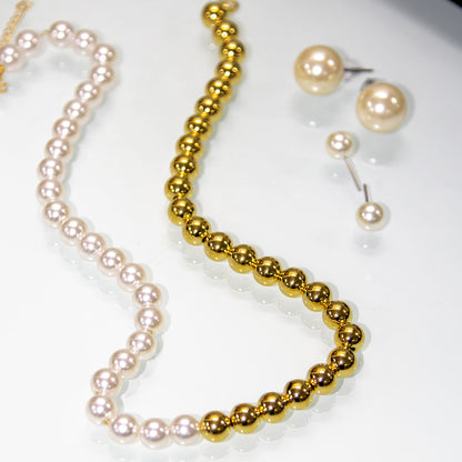 Brinco Pérola Médio Pino Aço Inoxidável