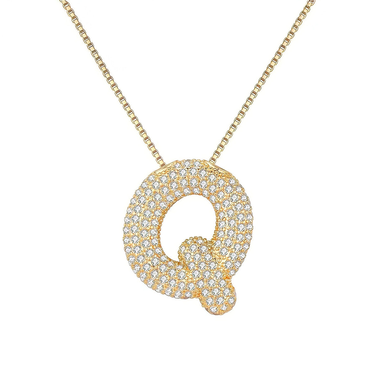 Colar Letra Bubble Cravejada em Zircônia Banhado em Ouro 18K