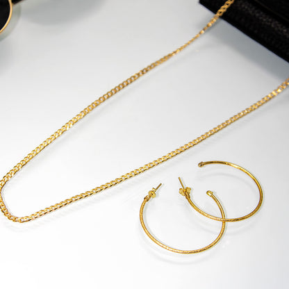 Brinco de Argola Fina Detalhada 3,7mm Banhado em Ouro