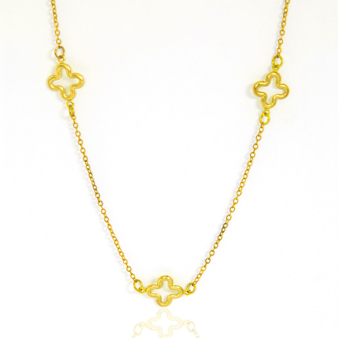 Colar 3 Trevos  Vazados Banhados a Ouro 18K