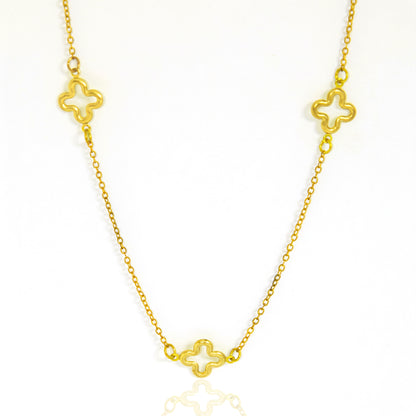 Colar 3 Trevos  Vazados Banhados a Ouro 18K