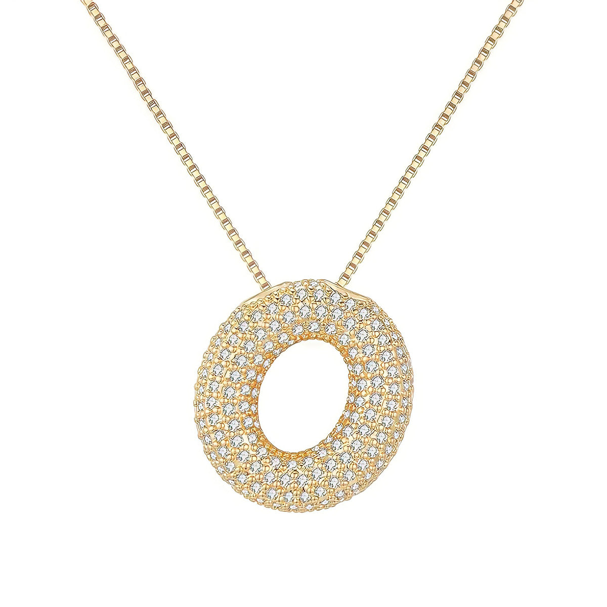 Colar Letra Bubble Cravejada em Zircônia Banhado em Ouro 18K