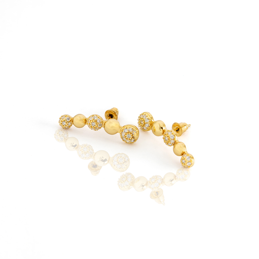 Brinco Ear Cuff Esferas Com Zircônias Banhado