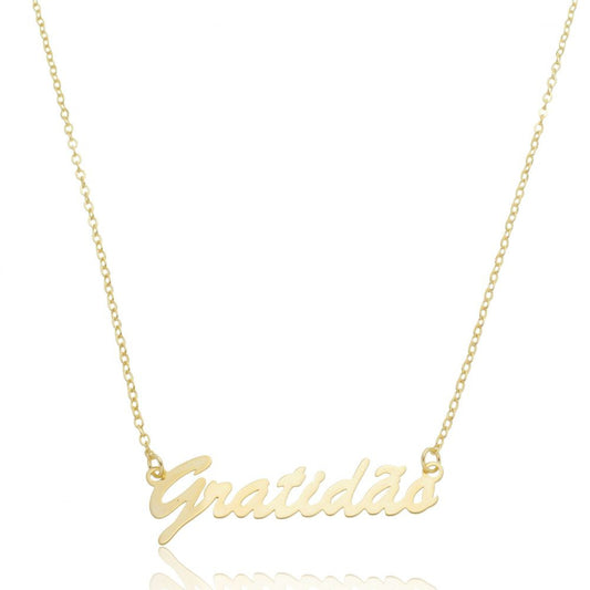 Colar com Pingente Gratidão Banhado em Ouro 18K
