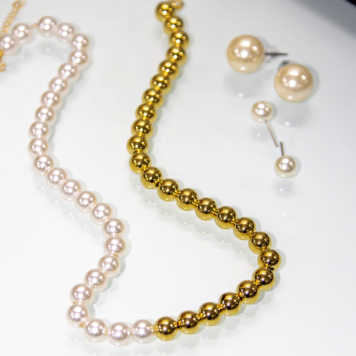 Colar com Perola e Bolinhas Lisa