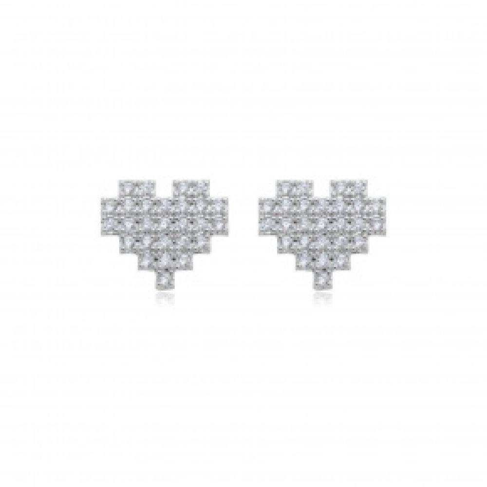 Brinco Coração Cravejado Com Zircônias Brancas