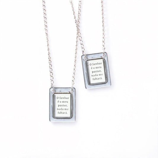 Escapulário em aço inox - O Senhor é meu Pastor