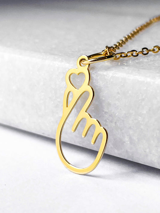 Colar Com pingente de Coração Coreano Banhado à Ouro 18k