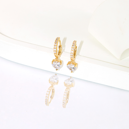 Brinco Argola Pingente Coração Pequeno Banhado