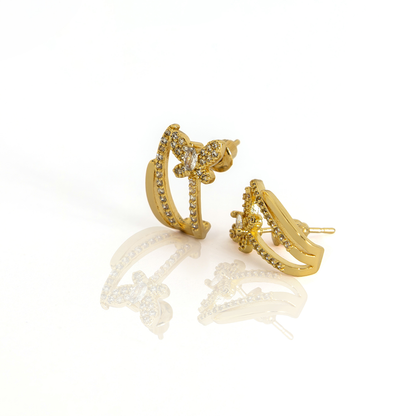 Brinco Brilho De Borboleta Cravejado Banhado