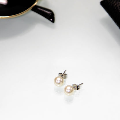 Brinco Pérola Médio Pino Aço Inoxidável