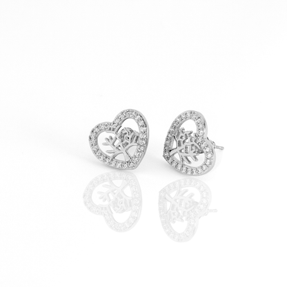 Brinco Coração Galho Cravejado Banhado