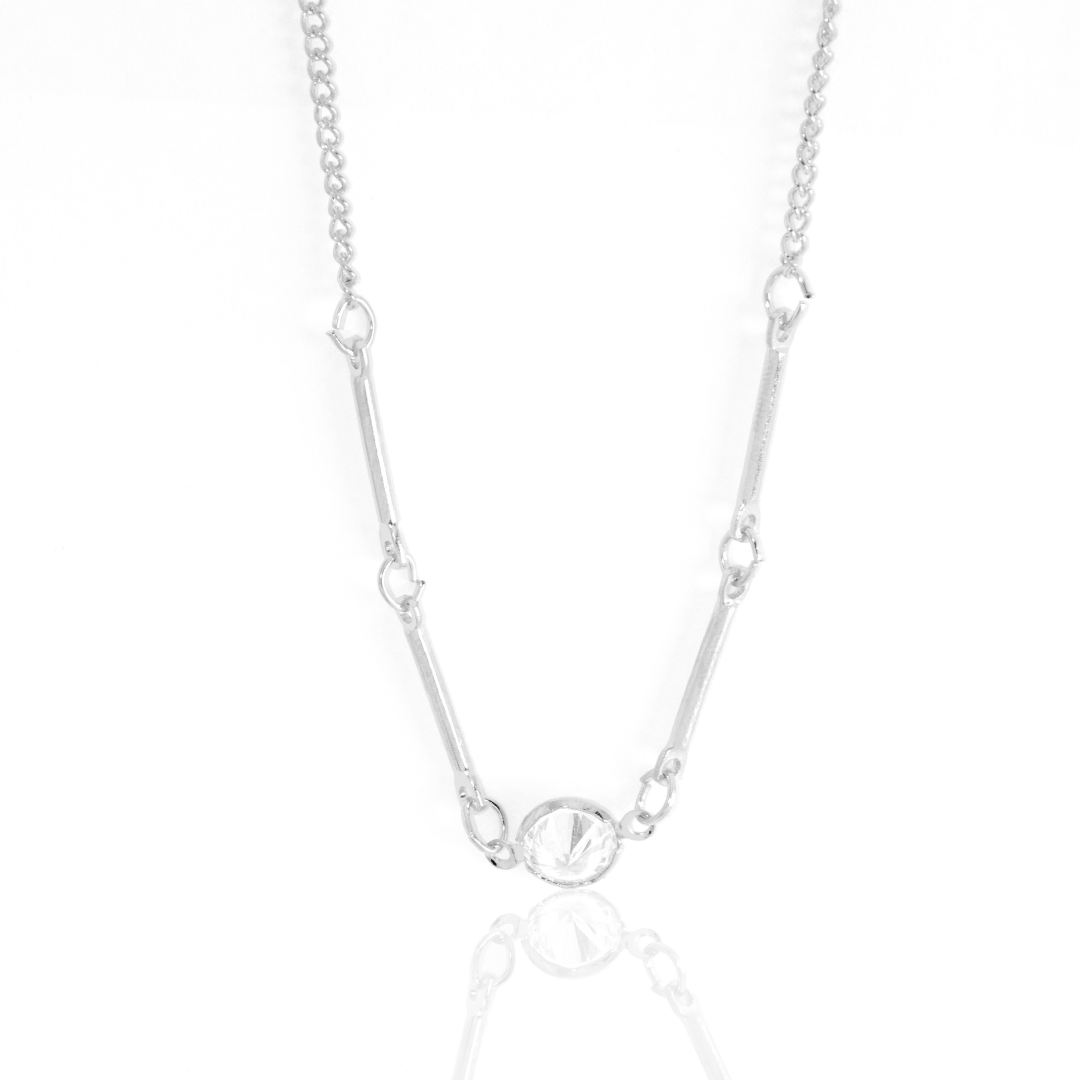 Colar Elos Rígidos Com Pedra De Luz Banhado