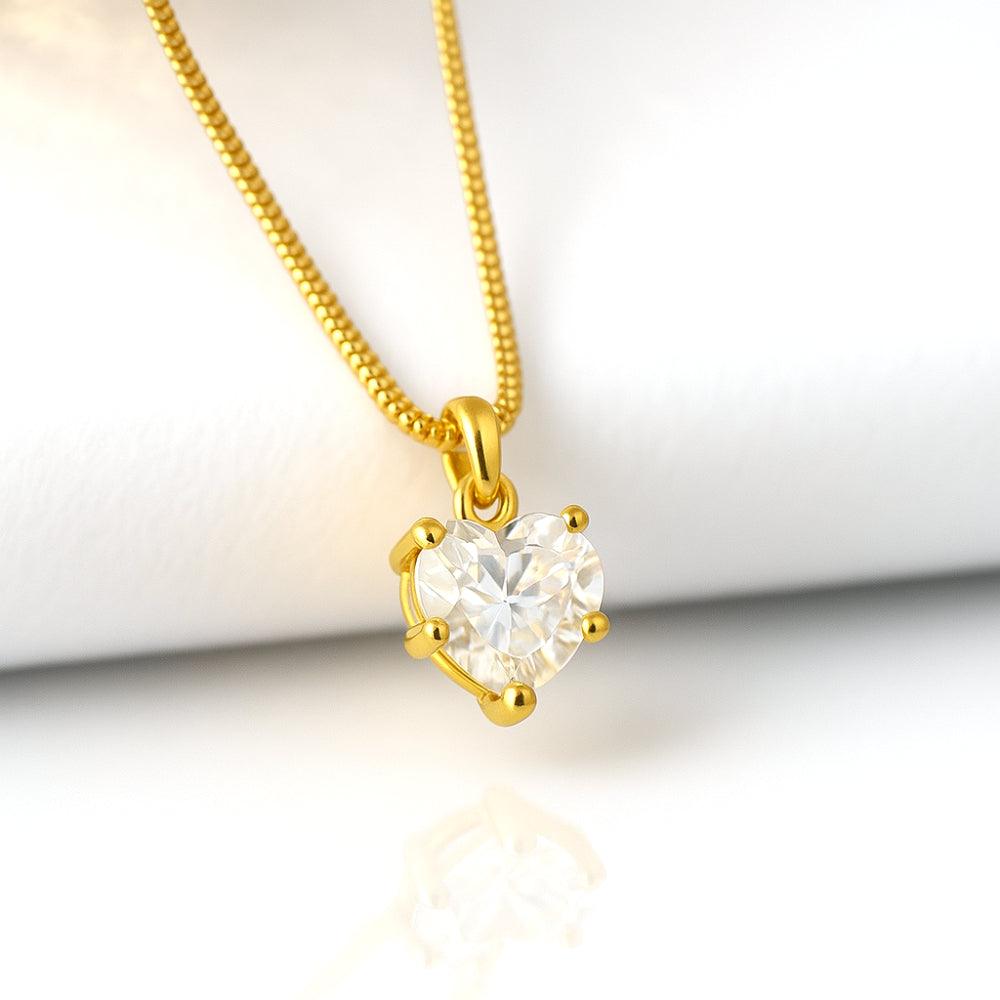 Colar com Pingente Ponto de Luz em Formato de Coração Banhado