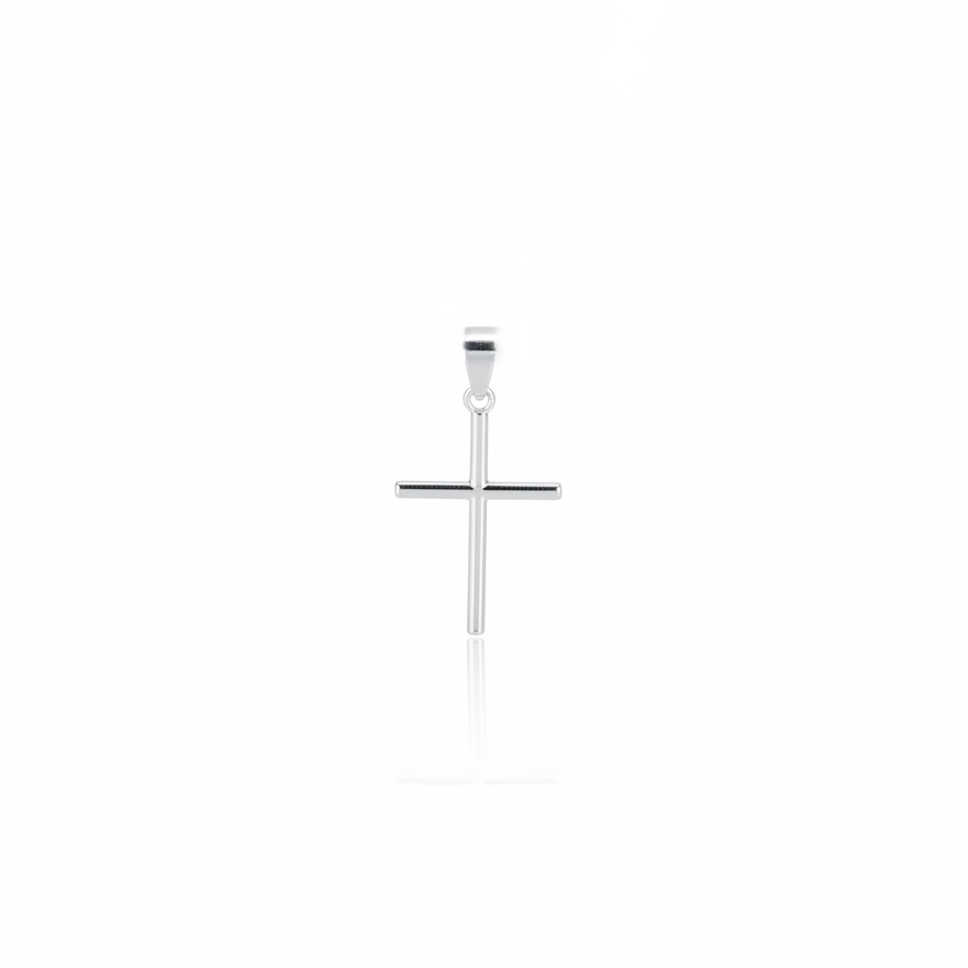 Colar com Pingente de Cruz Palito Banhado a Prata