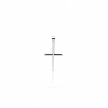 Colar com Pingente de Cruz Palito Banhado a Prata