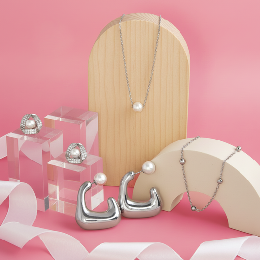 Conjunto Pérola Clássica Banhado