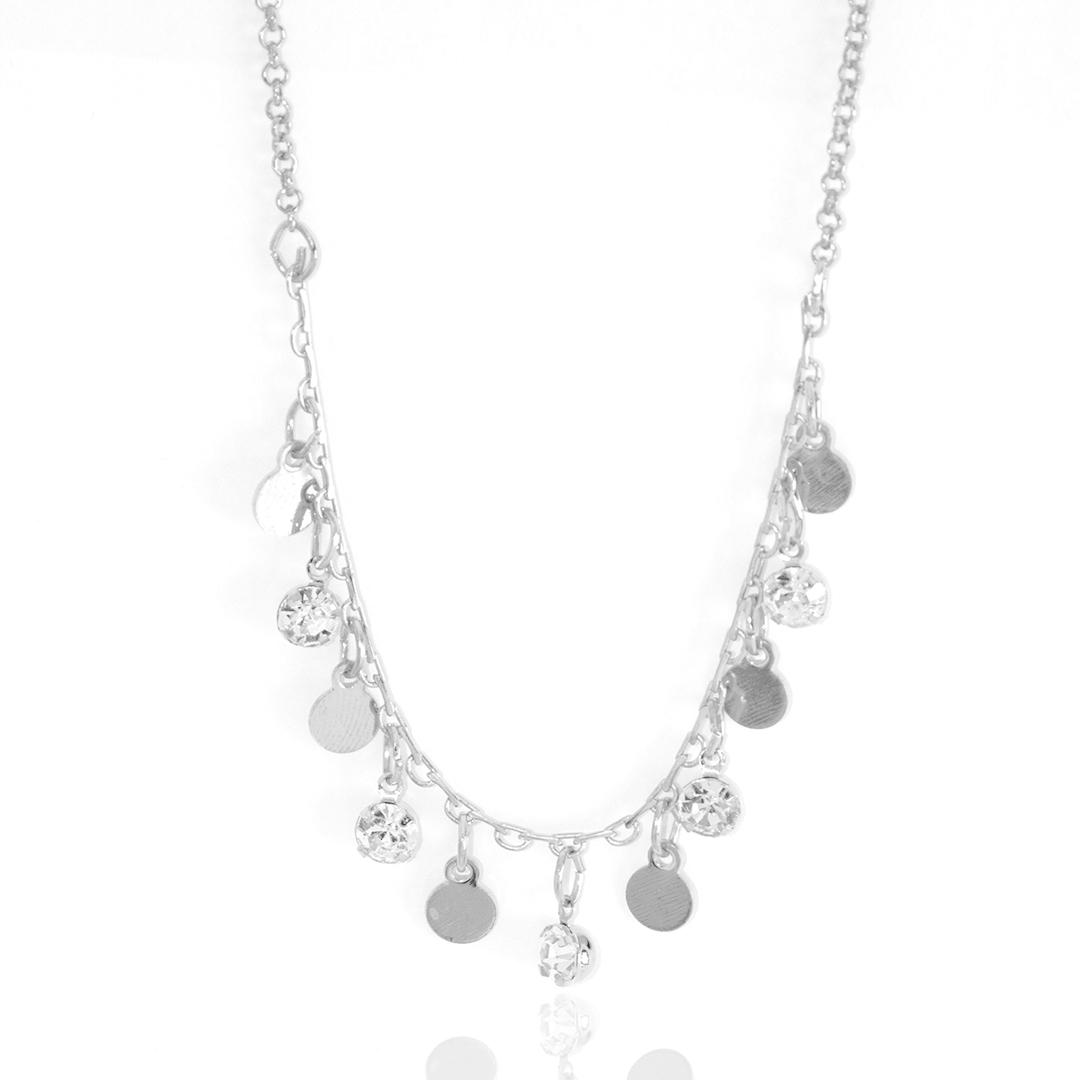 Colar Medalhinhas Com Zircônias Penduradas Banhado