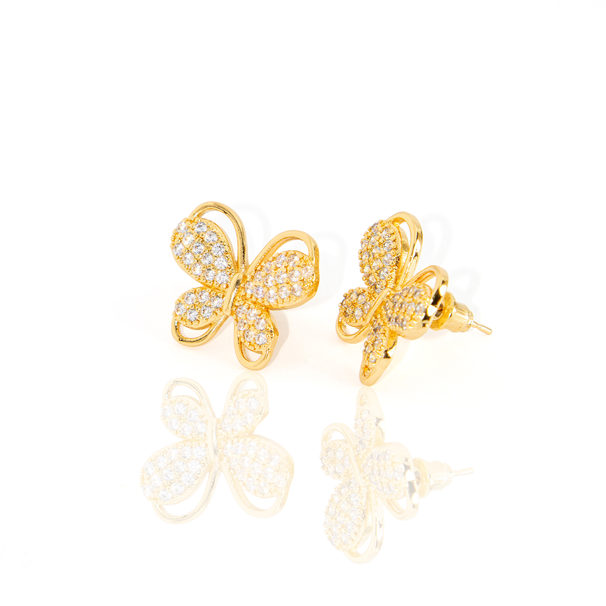 Brinco Borboleta Encanto Cravejado Banhado