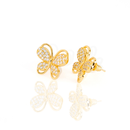 Brinco Borboleta Encanto Cravejado Banhado