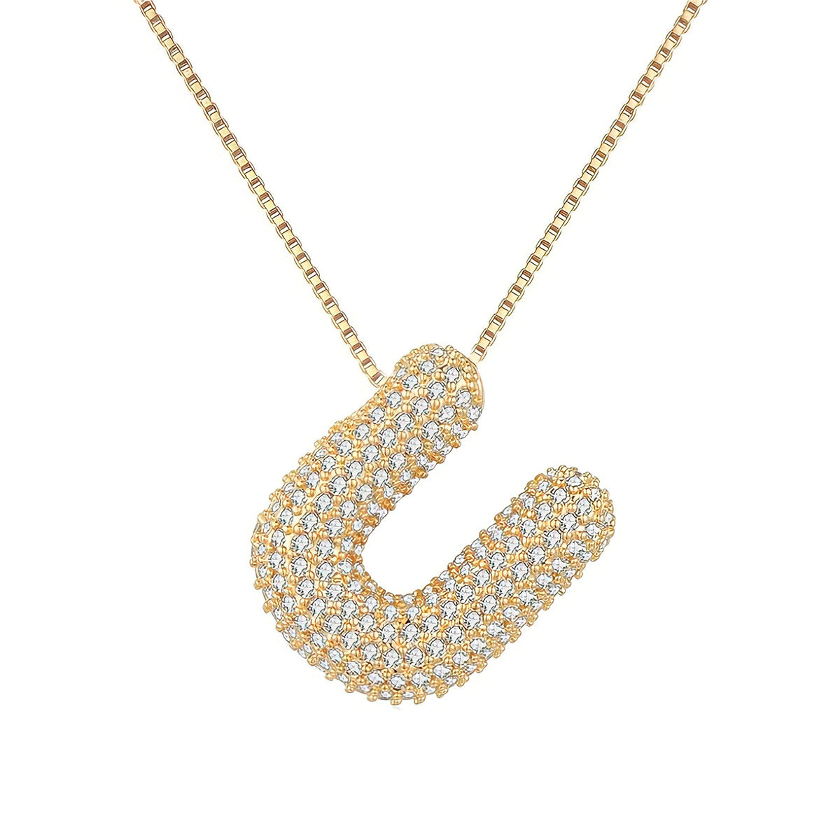 Colar Letra Bubble Cravejada em Zircônia Banhado em Ouro 18K