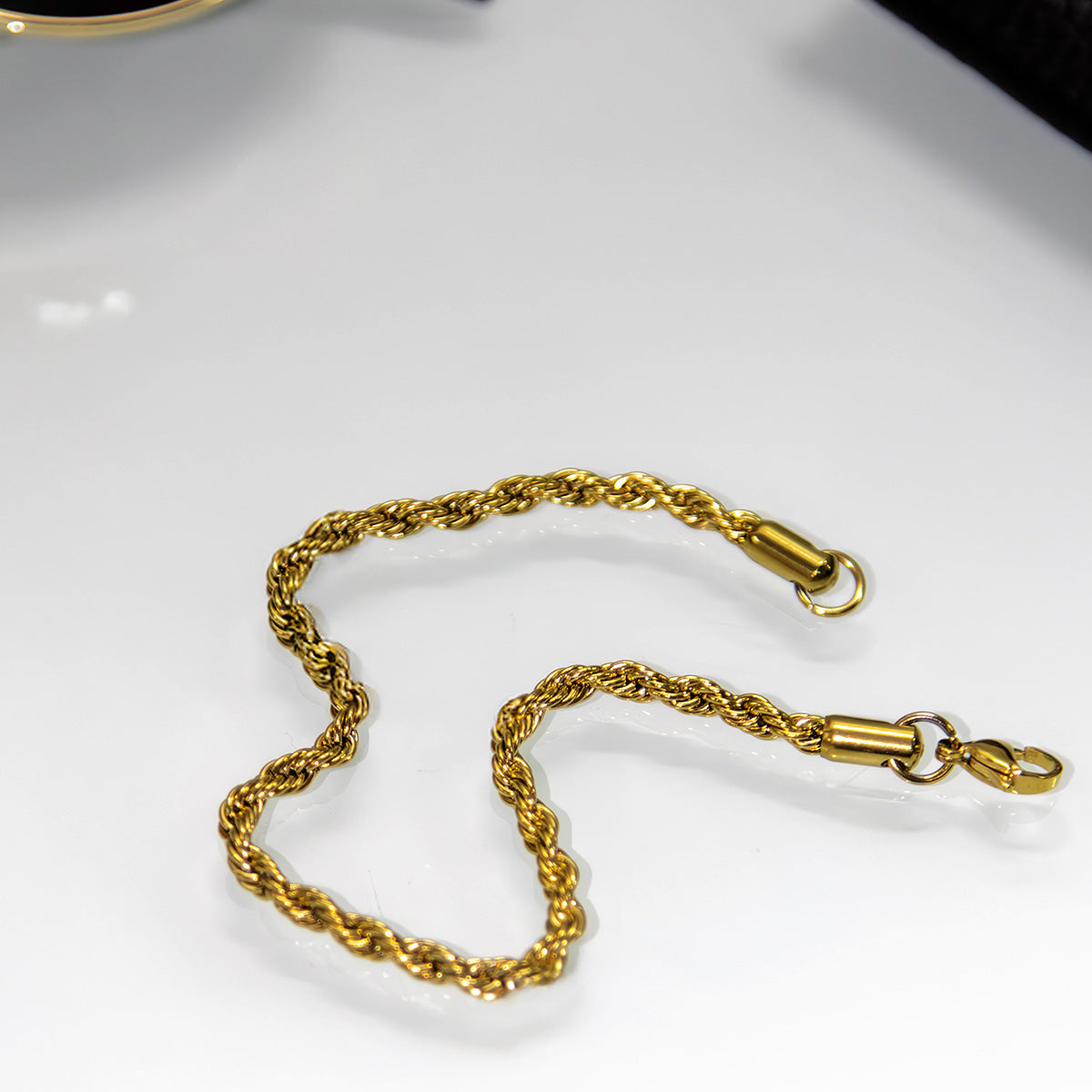 Pulseira Cordão Trançado Banhado em Ouro 18K