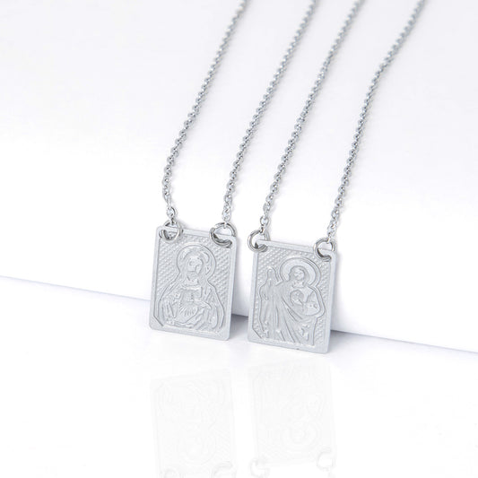 Escapulário Jesus Cristo e São Judas Tadeu De Aço Inox