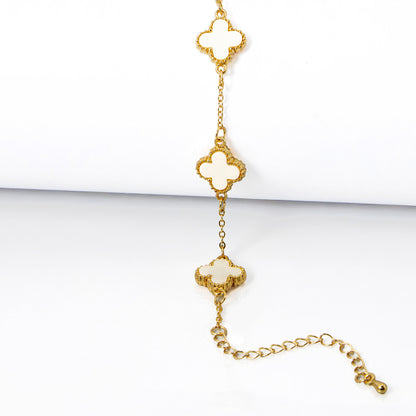 Pulseira 5 Folhas de Trevos Banhado em Ouro 18K