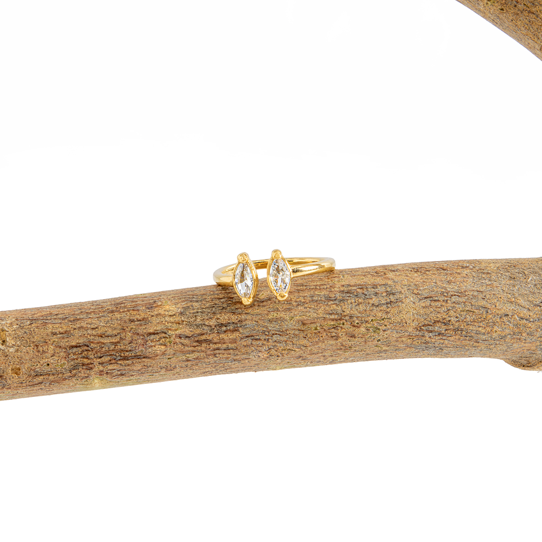 Anel Cristais Artificiais Gota Banhado