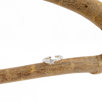 Anel Cristal Artificial Formato Estrela Banhado