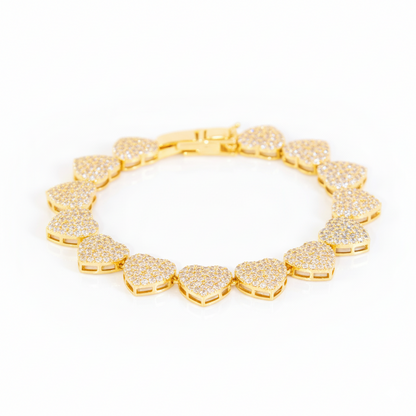 Bracelete Elo Coração Fecho Gaveta Ganhado