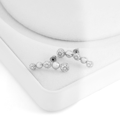 Brinco Ear Cuff Esferas Com Zircônias Banhado