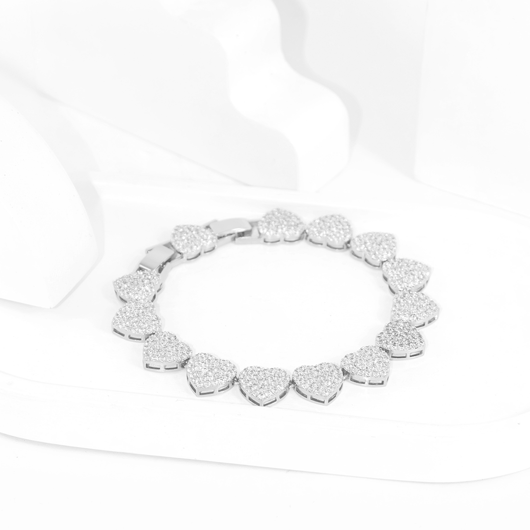 Bracelete Elo Coração Fecho Gaveta Ganhado