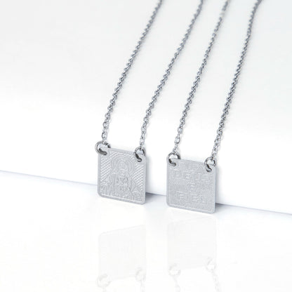 Escapulário Sagrado Coração de Jesus, Deus é fiel De Aço Inox