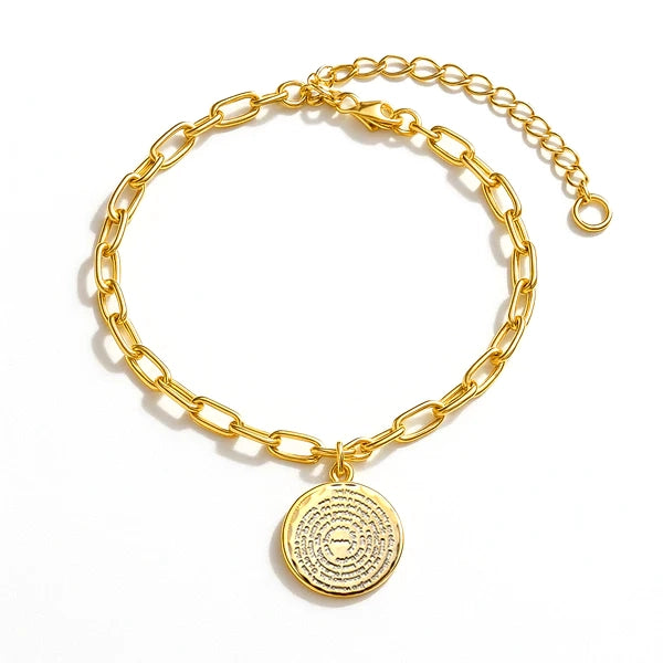 Pulseira Elo Cartier com Medalha Oração Pai Nosso Banhado em Ouro 18K