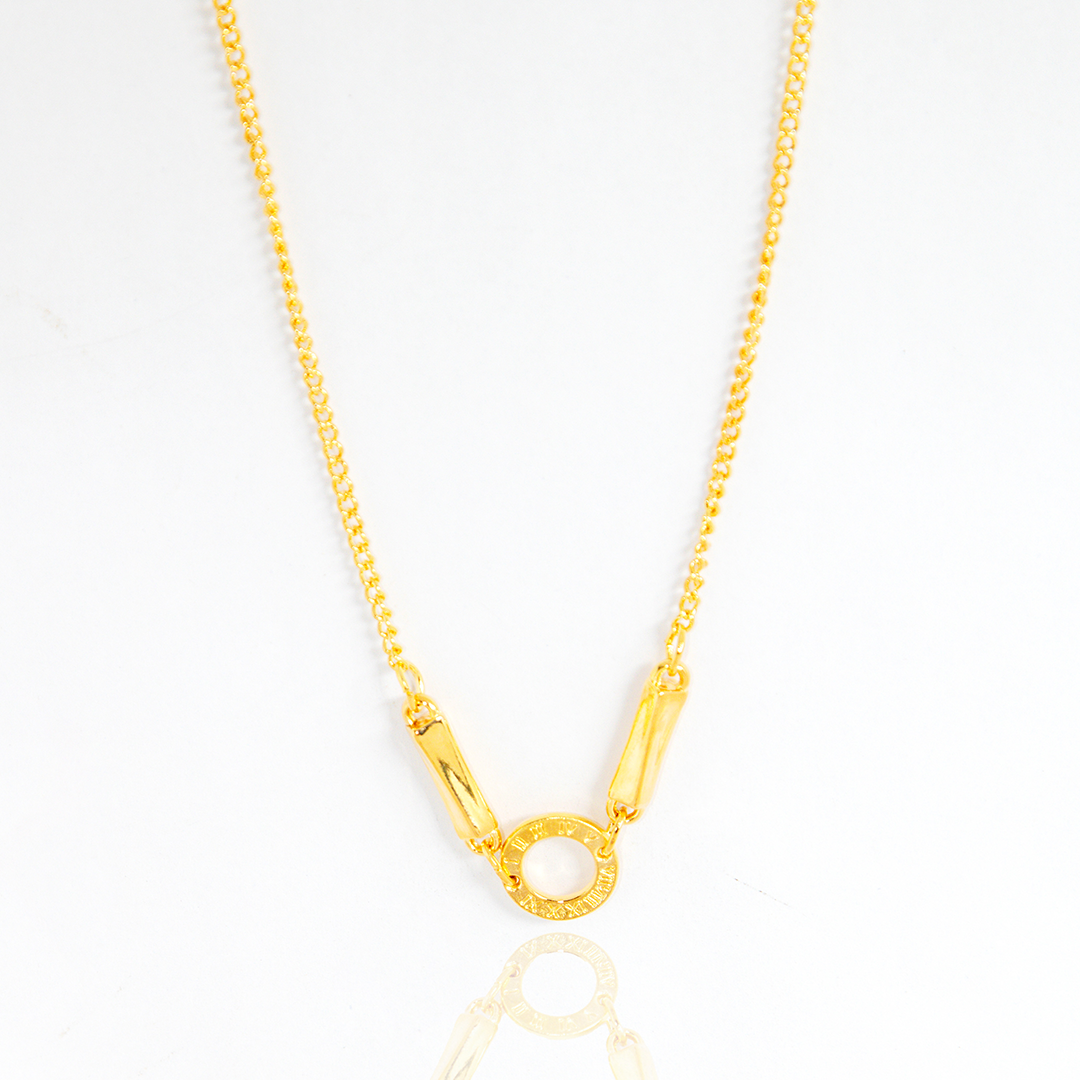 Colar Círculo Brilhante com Elos Metálicos Banhado