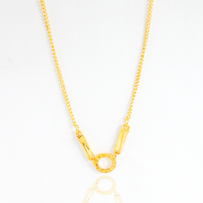 Colar Círculo Brilhante com Elos Metálicos Banhado