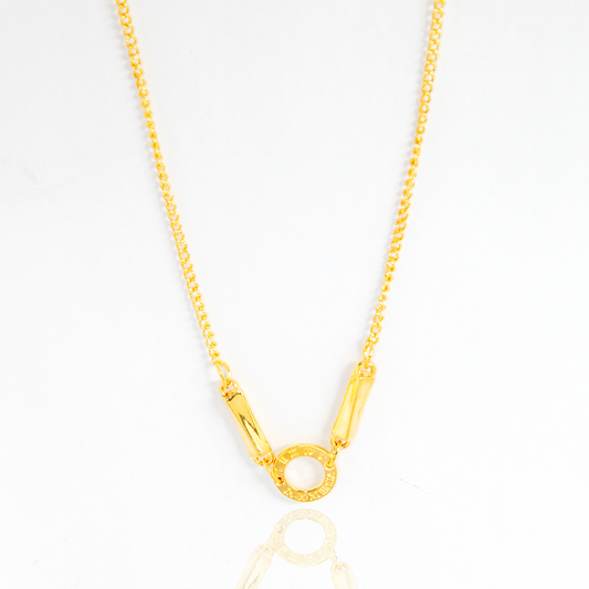 Colar Círculo Brilhante com Elos Metálicos Banhado