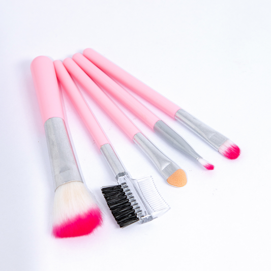 Kit 5 Pincéis de Maquiagem Rosa