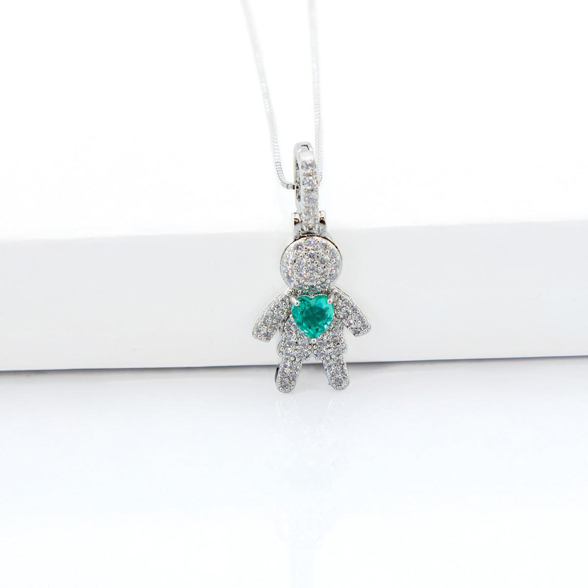 Colar Filho Cravejado com Zircônia e Coração Colorido Banhado