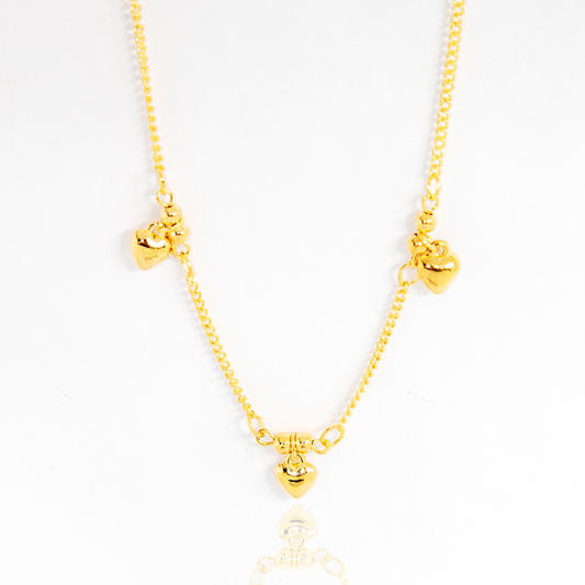 Colar Corações Lisos Banhado