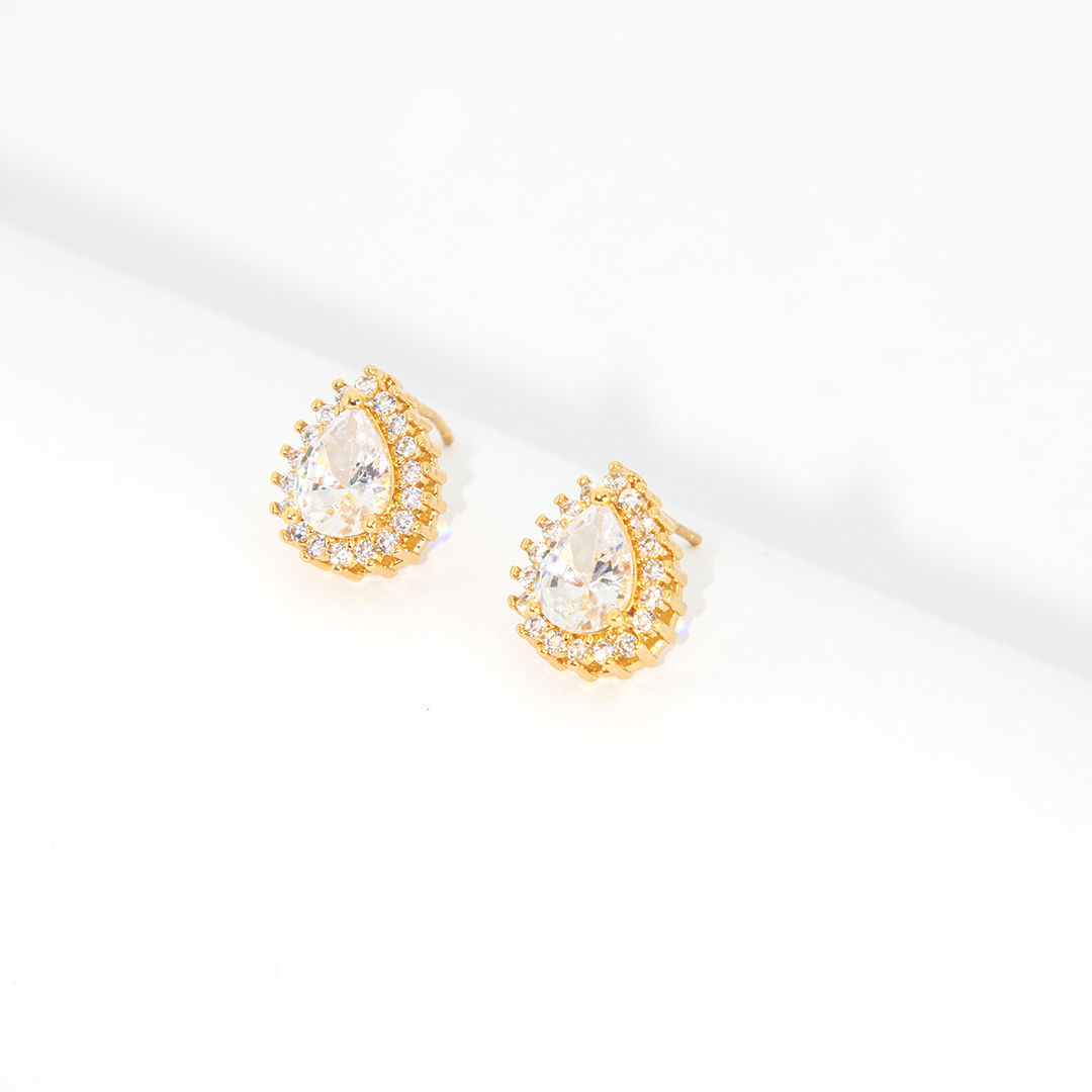 Conjunto Gota Grande Cravejado Banhado