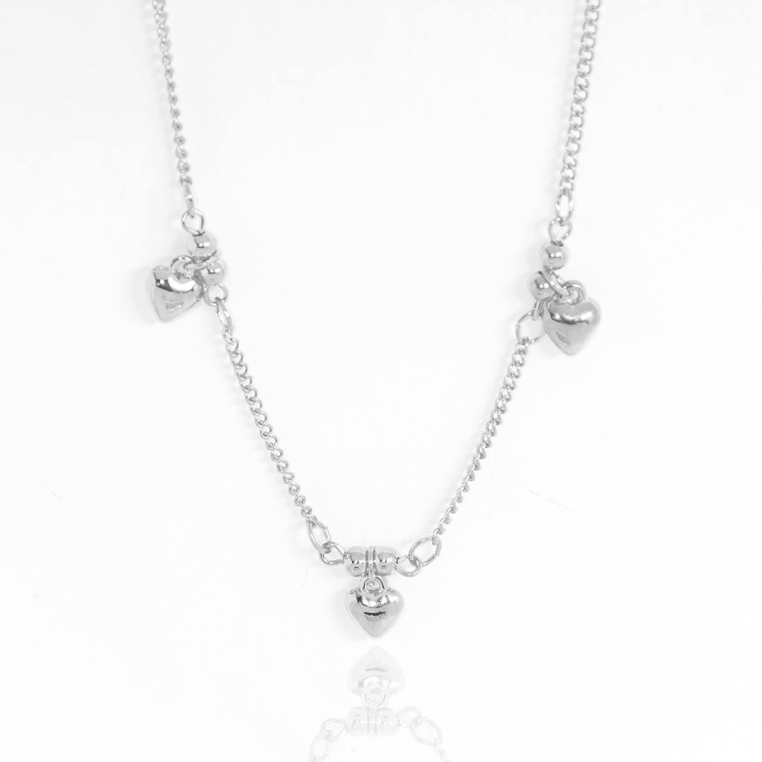 Colar Corações Lisos Banhado